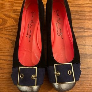 Pas de Rouge suede leather wedges shoes size ES 36